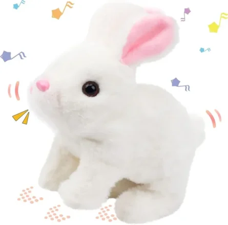 White Cotton Walking and Talking Teddy Rabbit Toy